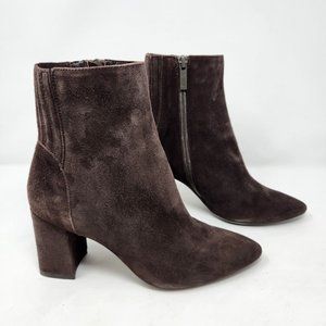 Aquatalia Sierra Water Resistant Suede Ankle Bootie in Dark Brown, 8
